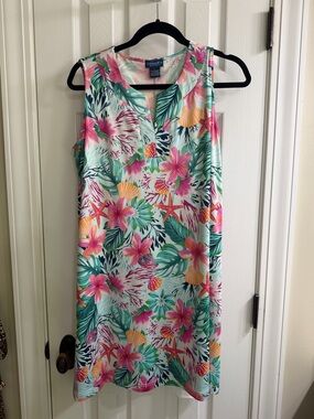 Caribbean Joe Floral Tropical Midi Dress - Pink, Green, Yellow